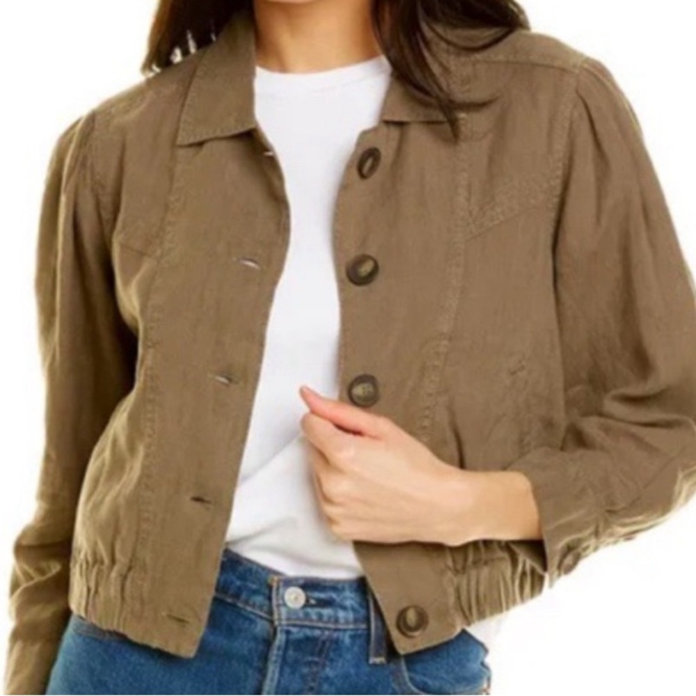 Michael Stars Babe 3/4 sleeve, cropped jacket color: “Camo” (green) sz medium